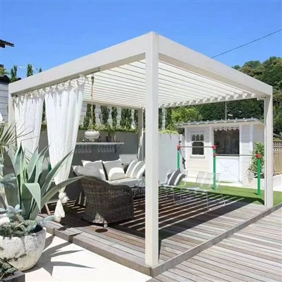 Trydan Sun Louver Pergola Fframio Metel