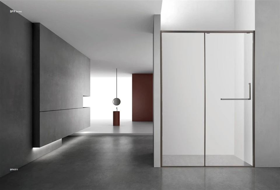Ystafell Gawod Drws Gwydr Llithro Trin Hirsgwar